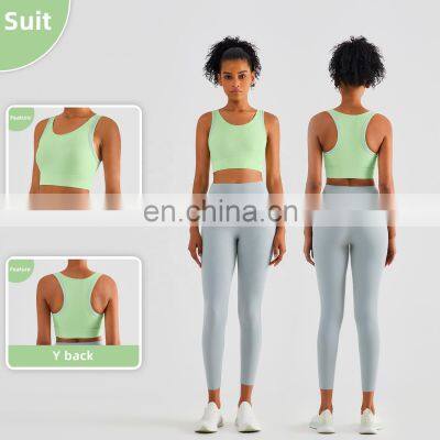 Fixed Pads Contrasting Colors Custom Sports Bras Racer Back High Impact Gym Tops