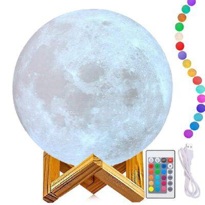 Flash Sale LED Night Light Dimmable Touch USB Rechargeable 3D Printing Lunar Moon Light Lamp