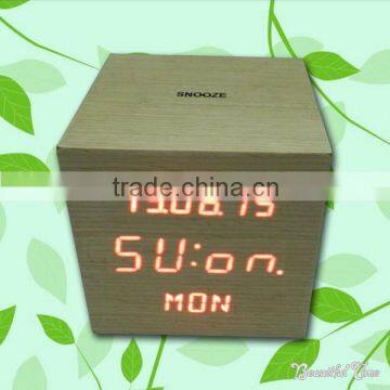 LED Digital Wooden Touch Alarm Clock with Calendar