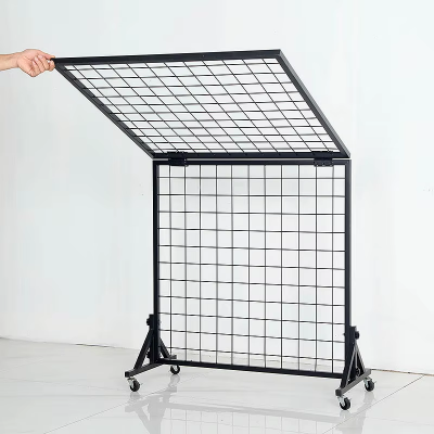 Two Grid Wall Displays With Legs in a Black Grid Wall Panel Group photo-2