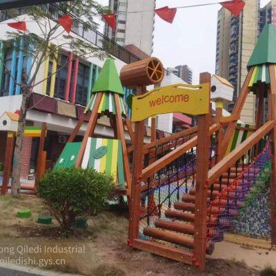 Customizable Large-scale Corridor Frame Combination Children's Playground Equipment With Climbing Holes and Outdoor Stainless-steel Slide With Drilled Holes for Communities and Kindergartens photo-2