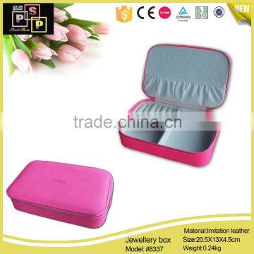 China Manufacturer Promotional Zip Closure Customed Logo Leather Jewelry Box