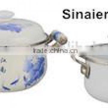 Hot selling enamel stock pot sets with full decals