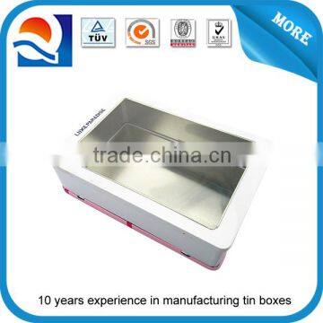 High quality rectangular metal tin box with window for mobilephone