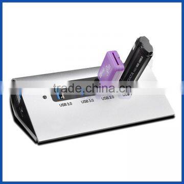 2016 Portable USB 3.0 4 Port Generic Hub Aluminium Case With 2A Power Supply photo-2