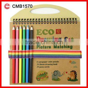 Portable new product colorful paper pencils children drawing toy