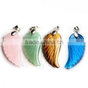 Fahsion Hot Sale Assorted Natural Stone Angel Wing Pendants