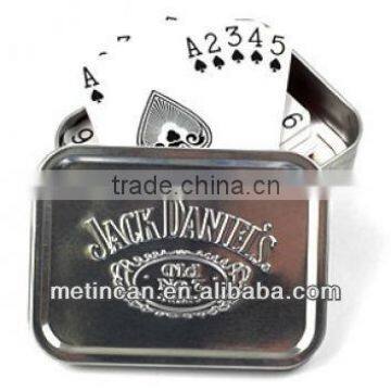 Rectangular embossed play card tin box package