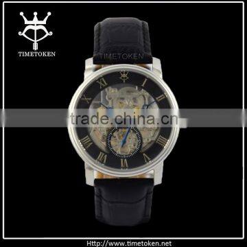 Wholesale Skeleton Mechanical Automatic Wristatches Men Watch With clearance dial and caseback