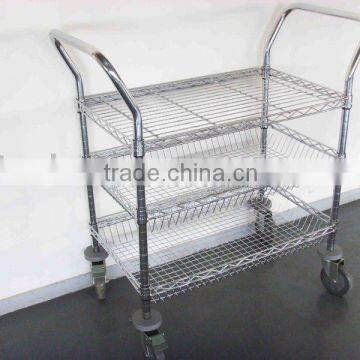 Industry prevent static cart and wire shelving/trolly/wire cart/