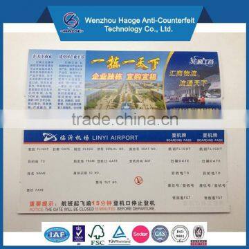 Custom paper boarding pass & airline boarding pass