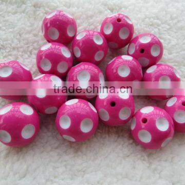 RoseLarge chunky bubblegum acrylic polka dot beads!! 20mm Round solid acrylic chunky dots beads!! !!