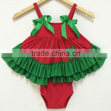 2015 New toddler ruffle swing top christmas design baby christmas swing set children toddler clothing