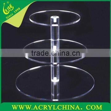 Round shaped acrylic cake display stand 3 tier acrylic display shelf