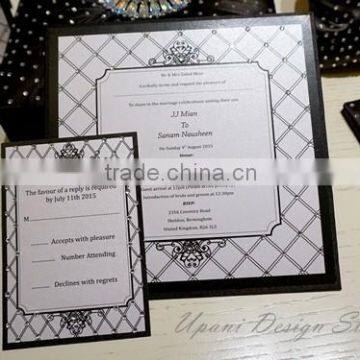 Silk Embellished Wedding Invitation in Black photo-3