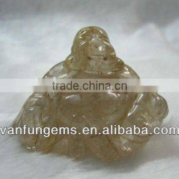 Gold Rutilated Quartz carved budda
