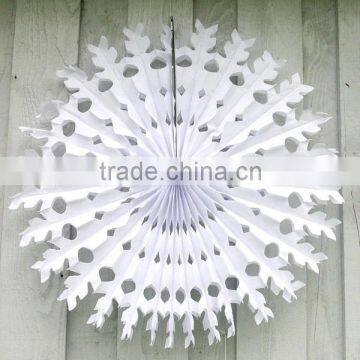 Beautiful white tissue paper snowflakes for festival decor