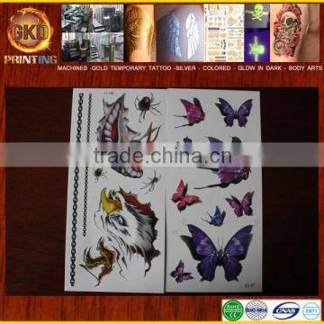 hot water based classic butterfly and animal custom temporary body tattoo sticker