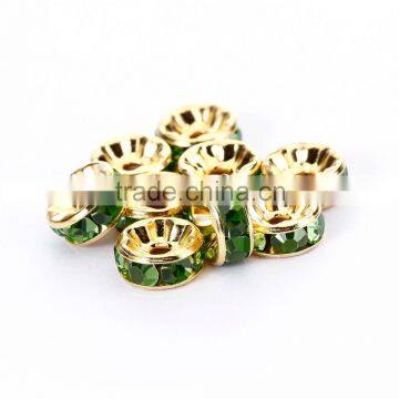 Gold Plated Peridot Color #214 Rhinestone Jewelry Rondelle Spacer Beads Variation Color and Size 4mm/6mm/8mm/10mm photo-3