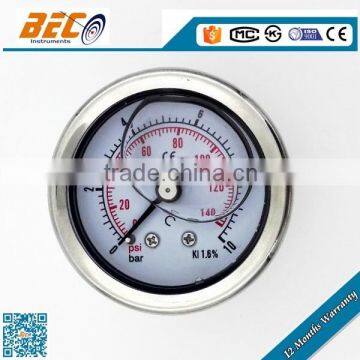 factory price full Stainless steel low air pressure gauge