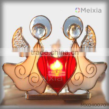 MX040070 soldered tiffany style stained glass angel candle holder for christmas gift wholesale