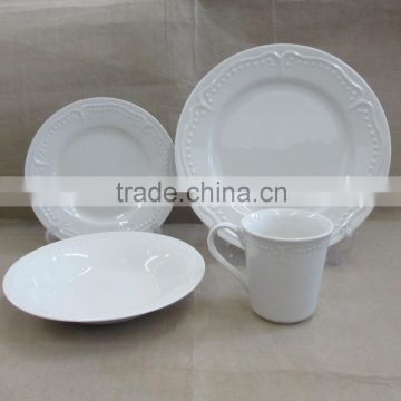 16pcs embossed porcelain dinner set with various design