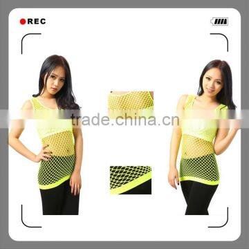 2015 Girl's Seamless Sexy Tank Top With Mesh on Body