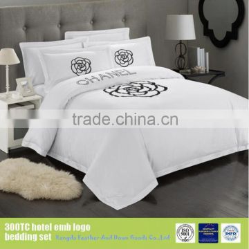 Embroidery bed sheet luxury hotel bedding 100% cotton manufacturer in China