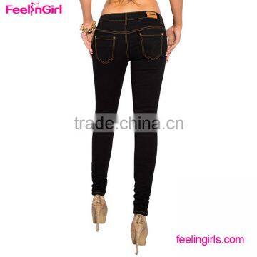 Accept Paypal Hot Design Black Long Women Jeans Pants photo-5