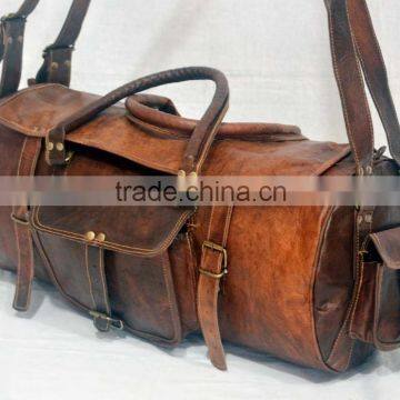 Hippie Gym Messenger Bag Real Leather Shoulder Bag Genuine Leather Luggage Travel Bag Gymnastic Duffel Bag