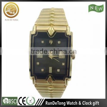 Golden exquisite cross diamond ridgy stainless steel band watch men luxury brand