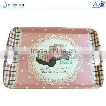 Eco-friendly Bamboo Fiber Custom Printed Square Carrying Serving Tray With Handles photo-2