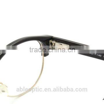 2015 Hotselling Round Black Acetate Hand Made Spectacles Optical Frames Eyewear Eyeglasses With Half-rim Metal photo-2