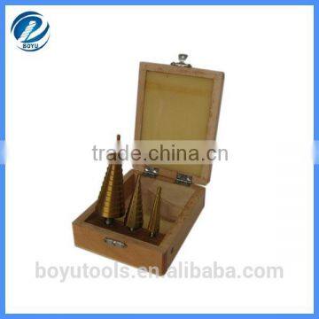 industry quality 3pcs HSS step drill set titanium coated