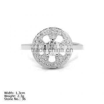 [RZ5-0005] 925 Silver Jewelry Ring with CZ Stones Micro Pave Setting Wheel Shape Ring