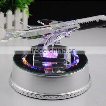 crystal airplane model with Led light glass airplane model