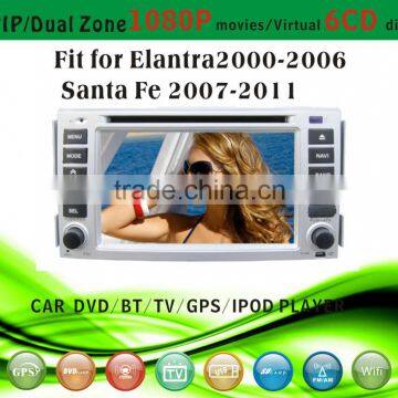 car dvd vcd cd mp3 mp4 player fit for Hyundai Santa fe 2007 - 2011 with radio bluetooth gps tv pip dual zone