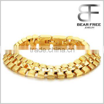 Retro Men's Copper Bracelet Link Chain Wrist Polished Biker Fashion Classic Gold