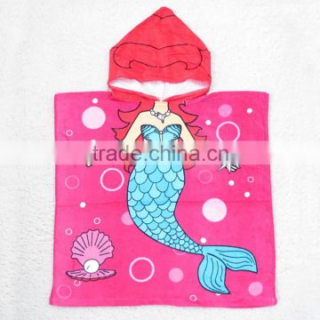 60*120 100% cotton baby hooded mermaidbeach bath towel