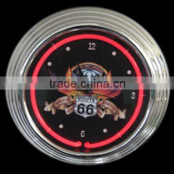 Black route66 Single light Neon Clocks