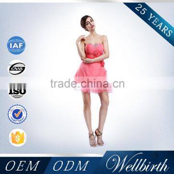 China Wholesale Pink Color 2015 Maxi Chiffon Beaded Cocktail Dress photo-2