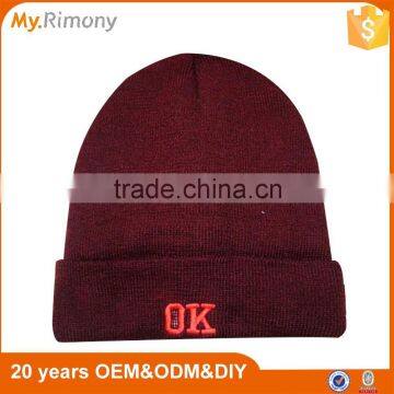 2016 Wholesale Fashion Knitted Hats Custom Embroidery Beanie Hat
