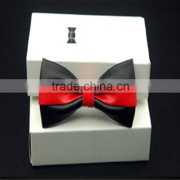 Clip-On Bow Tie with Faux Leather Bowtie Tuxedo                        
                                                Quality Choice