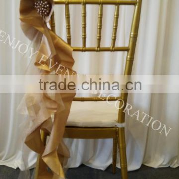 YHC#142 fancy curly sash chair back cover-polyester banquet wedding chiavari chair back cover