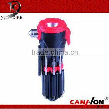 QC-208 Ningbo Dike12 in 1 multi function hammer with powerful torch