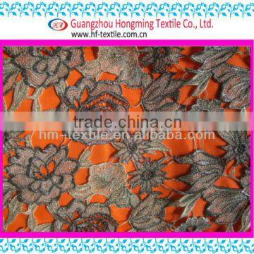 flower metallic chemical lace embroidery fabric for dress