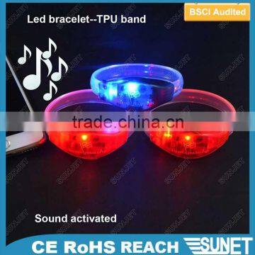 2016 flashing LED wristband concert bracelet TPU led light up bracelet