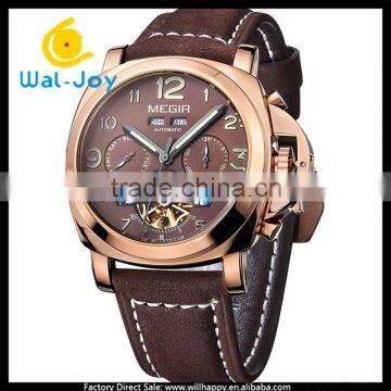 WJ-5502 Genuine Leather Multifunction High Quality Waterproof Megir Men Automatic Mechanical Watch photo-5