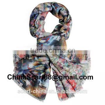 Floral cashmere scarf