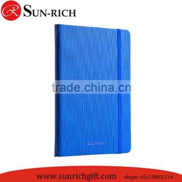 Promotion blue hardcover A5 leather diary with elastic band